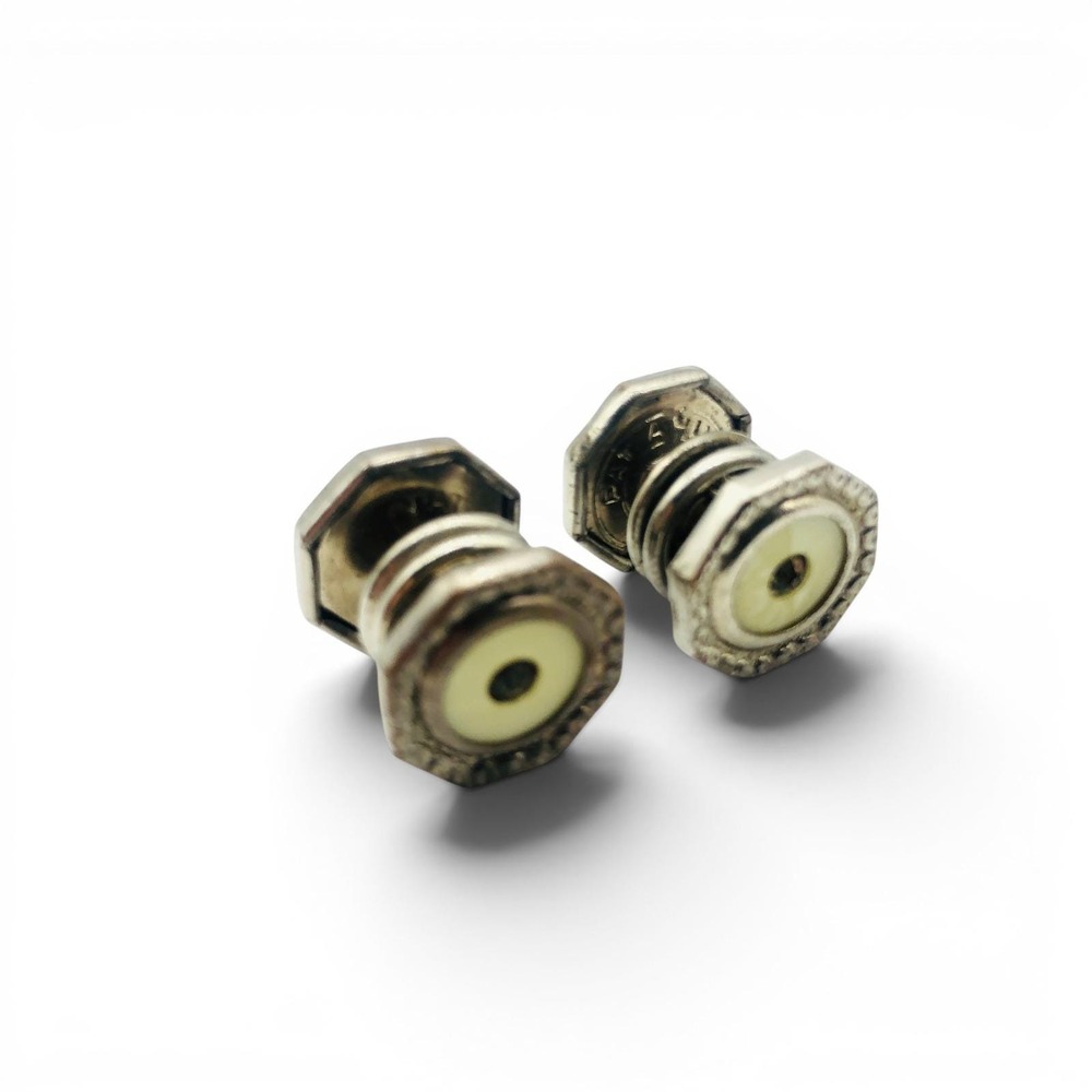 Vintage Kum-A-Part Snap Cufflinks Tuxedo Studs Set Octagon Art Deco Silver Tone